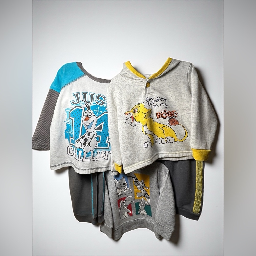 Disney Long Sleeve Clothing Bundle- Gray, Blue, Yellow